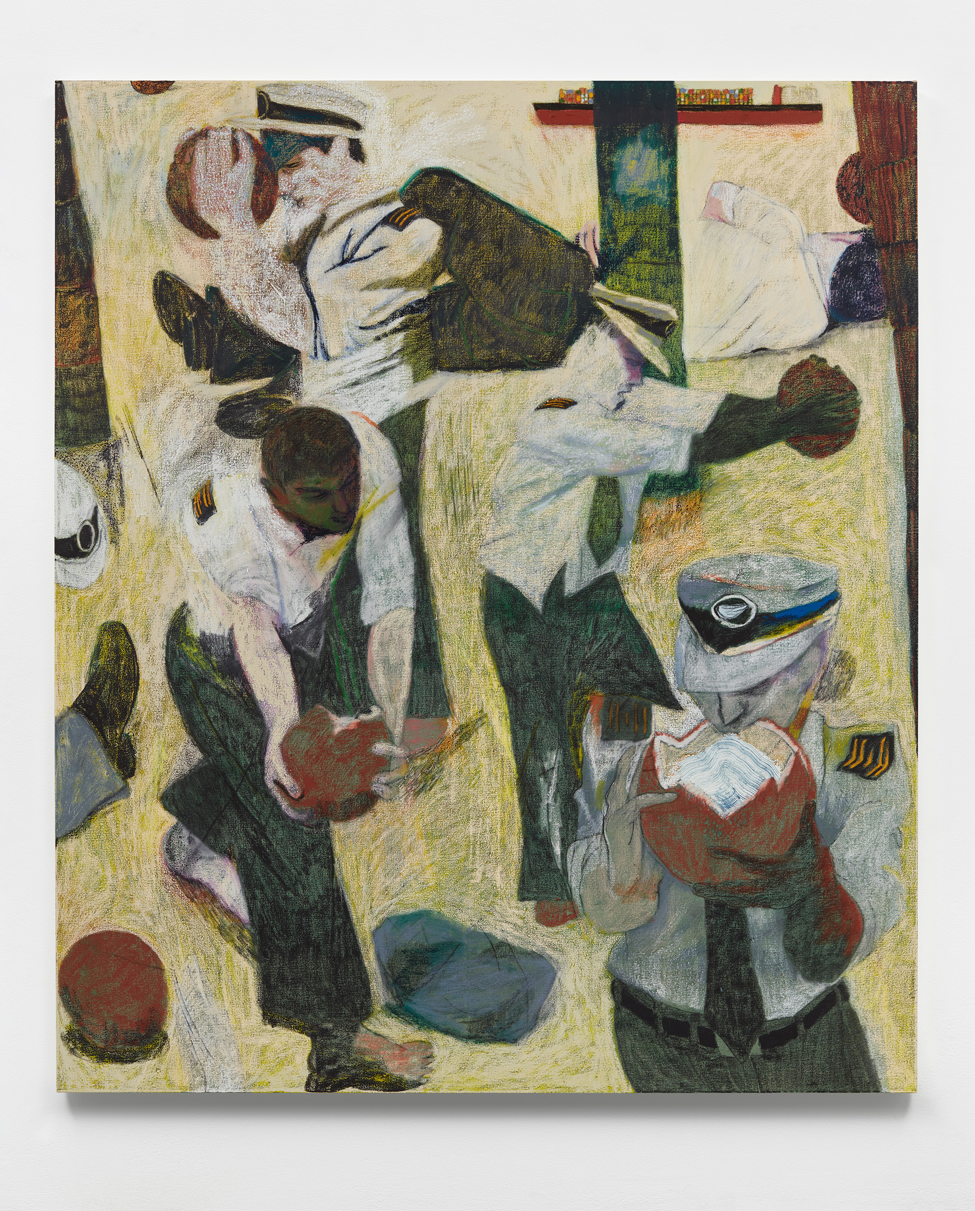 Henry Curchod, Airport bar, 2023, oil and charcoal on linen, 200 x 170 cm, 78 3/4 x 66 7/8 in.