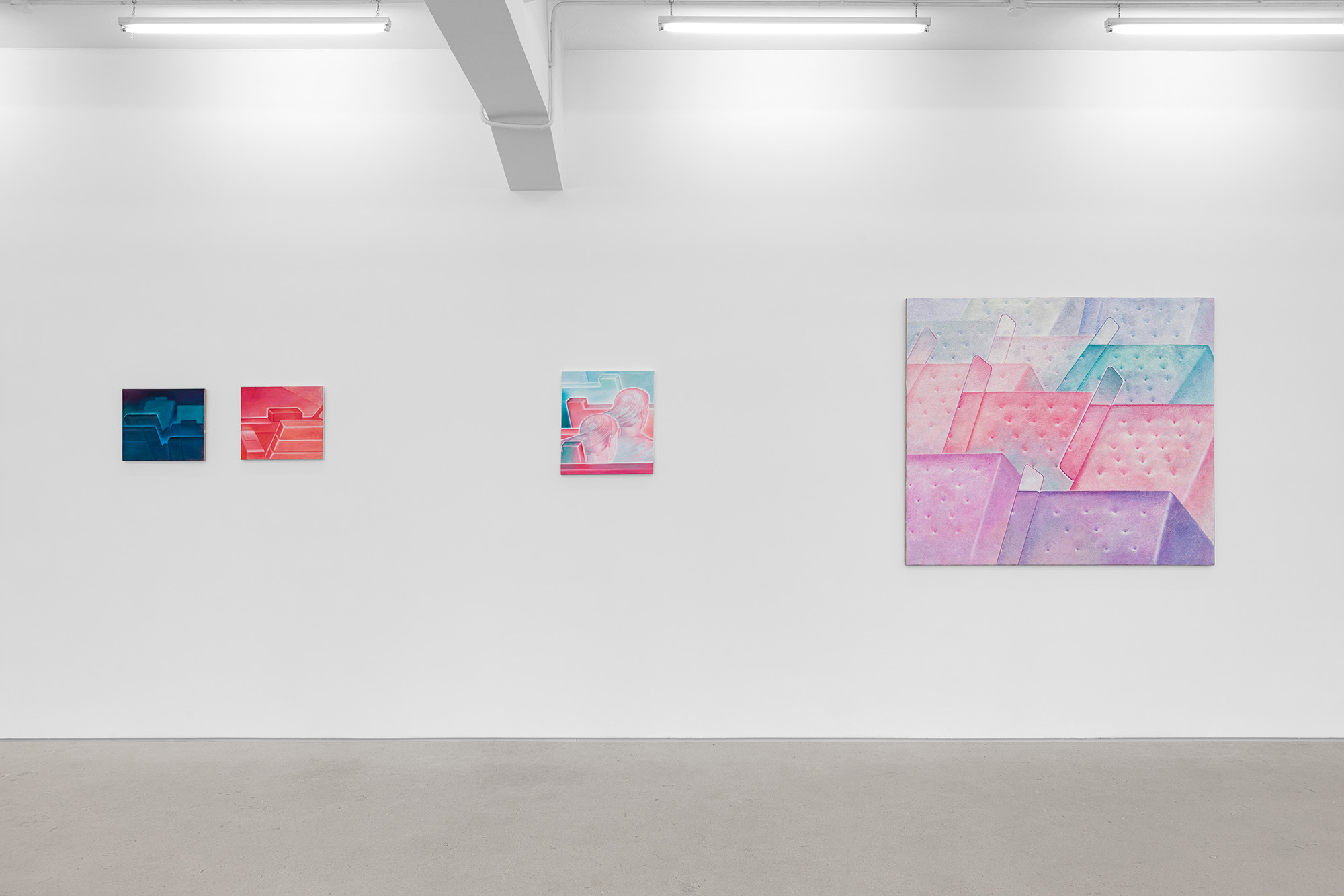 Installation view of group exhibition, Vacation II, at Gallery Vacancy, featuring works by Richard Burton.