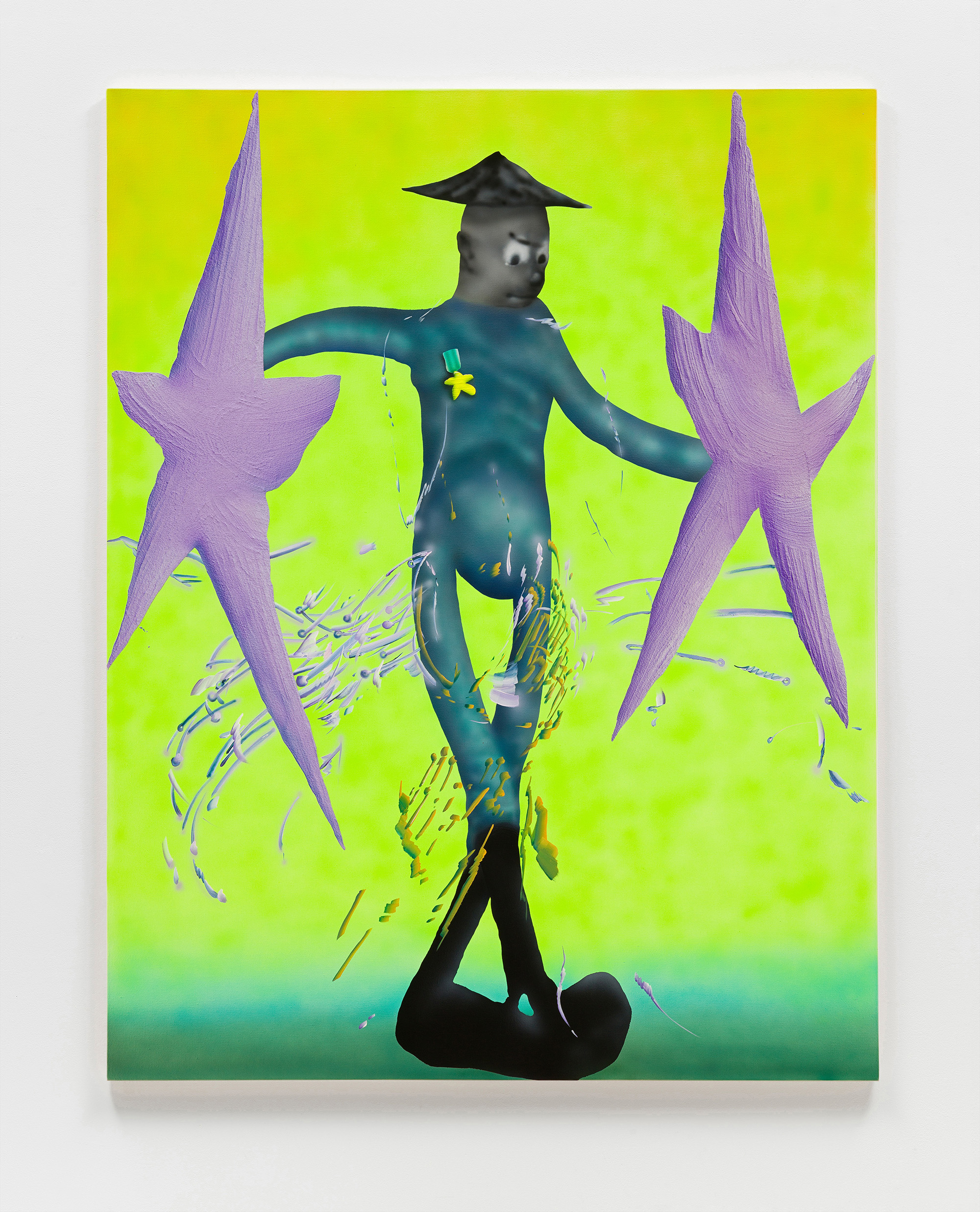 Rao Weiyi, Captain Pentacle, 2022, acrylic on canvas, sand, 180 x 140 cm, 70 7/8 x 55 1/8 in