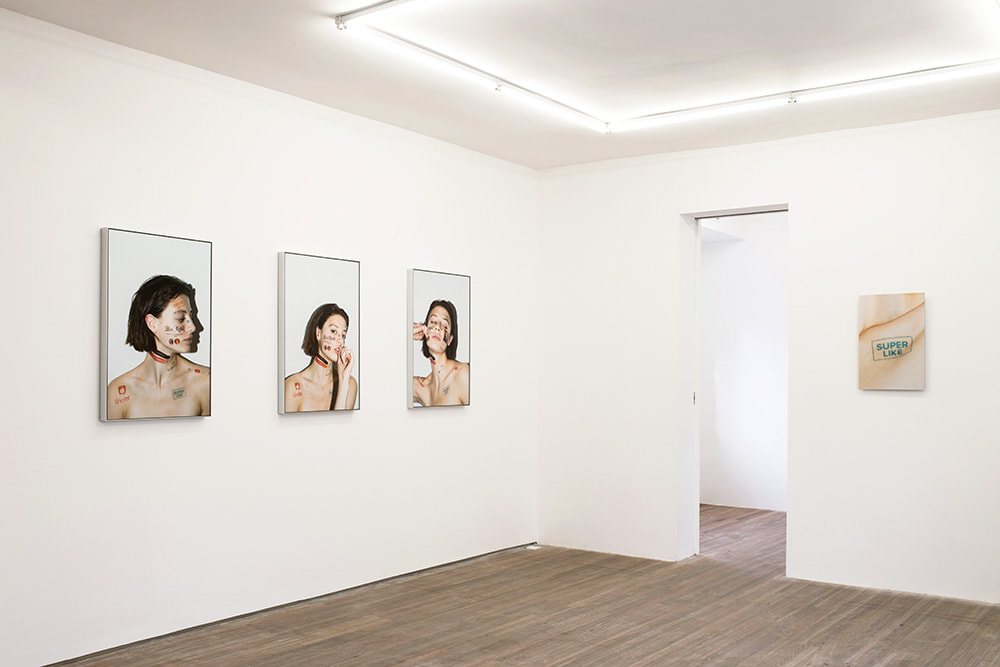 Installation view of John Yuyi's “Tinder Match” series at Gallery Vacancy.