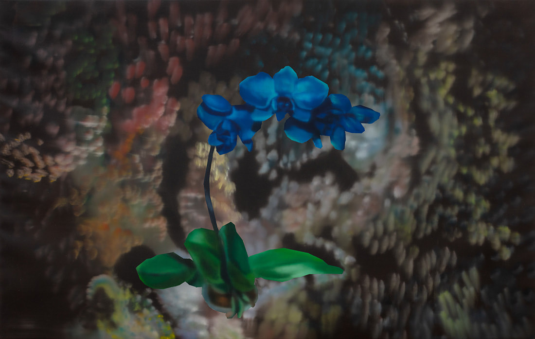 Rute Merk, Study of Blue Mystique II, 2020, oil on canvas, 84 x 132 cm, 33 1/8 x 52 in.