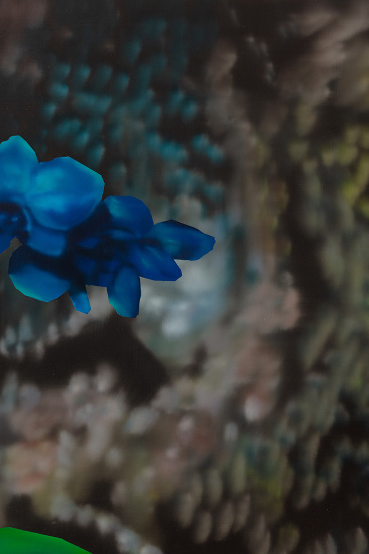 Rute Merk, Study of Blue Mystique II, 2020, oil on canvas, 84 x 132 cm, 33 1/8 x 52 in. (detail)